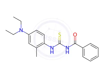 Chemical structure of N-((4-(diethylamino)-2-methylphenyl)carbamothioyl)benzamide