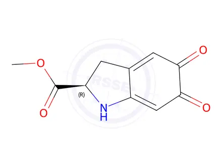 Chemical structure of 2H-Indole-2-carboxylic acid, 3,5-dihydro-6-hydroxy-5-oxo-, methyl ester, (R)-(9CI)