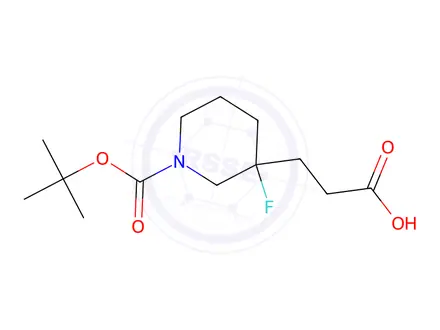 Chemical structure of 3-(1-(Tert-Butoxycarbonyl)-3-Fluoropiperidin-3-Yl)Propanoic Acid