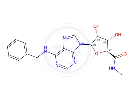 Chemical structure of 5'-(N-methylcarboxamido)-N(6)-benzyladenosine