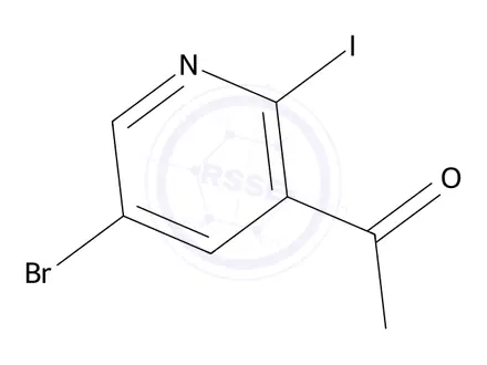 Chemical structure of 1-(5-Bromo-2-iodopyridin-3-yl)ethan-1-one