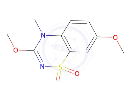 Chemical structure of 3,7-Dimethoxy-4-methyl-4H-1,2,4-benzothiadiazin-1,1-dioxide