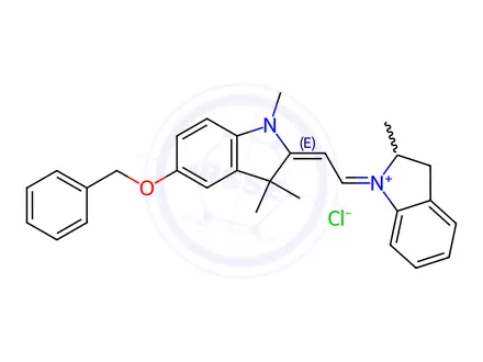 Chemical structure of 2-[2-(2,3-dihydro-2-methyl-1H-indol-1-yl)vinyl]-1,3,3-trimethyl-5-(phenylmethoxy)-3H-indolium chloride