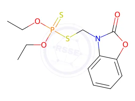 Chemical structure of Dithiophosphoric acid O,O-diethyl S-(2,3-dihydro-2-oxobenzoxazol-3-ylmethyl) ester