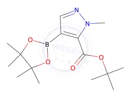 Chemical structure of tert-Butyl 1-methyl-4-(4,4,5,5-tetramethyl-1,3,2-dioxaborolan-2-yl)-1H-pyrazole-5-carboxylate