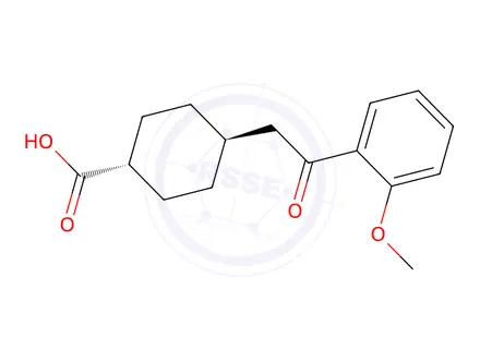 Chemical structure of trans-4-(2-(2-Methoxyphenyl)-2-oxoethyl)cyclohexanecarboxylic acid