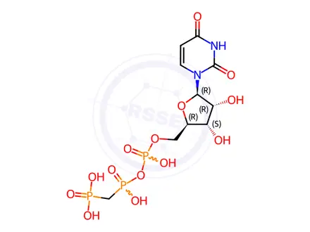 Chemical structure of uridine 5'-monophosphate, monoanhydride with (phosphonomethyl)phosphonic acid