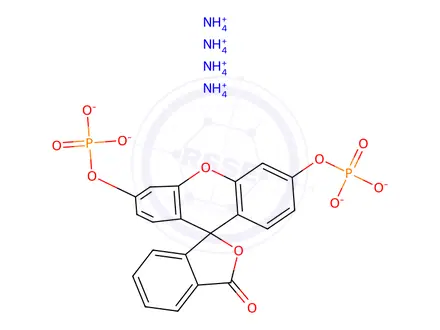 Chemical structure of Fluorescein diphosphate tetraammonium salt