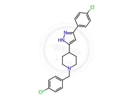 Chemical structure of 1-(4-chlorobenzyl)-4-[5-(4-chlorophenyl)-1H-pyrazol-3-yl]piperidine