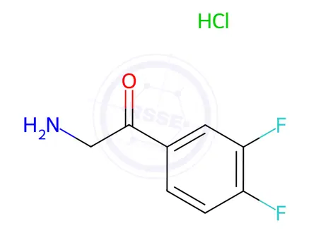 Chemical structure of 2-Amino-1-(3,4-difluorophenyl)ethan-1-one hydrochloride