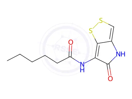 Chemical structure of N-(4,5-Dihydro-5-oxo-1,2-dithiolo[4,3-b]pyrrol-6-yl)hexanamide