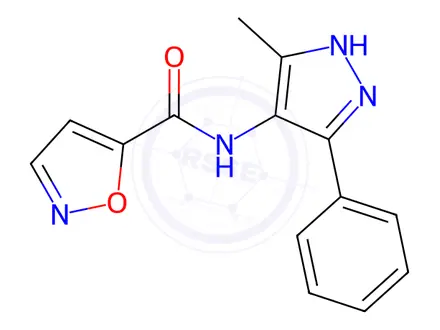 Chemical structure of N-(3-Methyl-5-phenyl-1H-pyrazol-4-yl)isoxazole-5-carboxamide