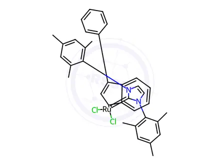 Chemical structure of TRICYCLOHEXYLPHOSPHINE[1,3-BIS(2,4,6-TRIMETHYLPHENYL)IMIDAZOL-2-YLIDENE][3-PHENYL-1H-INDEN-1-YLIDENE]RUTHENIUM (II) DICHLORIDE