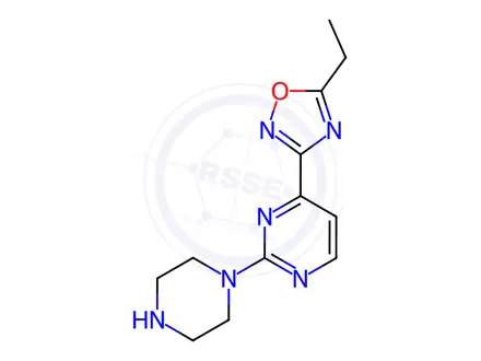 Chemical structure of 4-(5-Ethyl-1,2,4-oxadiazol-3-yl)-2-piperazin-1-ylpyrimidine dihydrochloride
