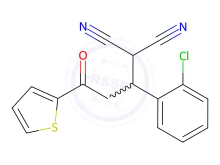 Chemical structure of 2-(1-(2-Chlorophenyl)-3-oxo-3-(thiophen-2-yl)propyl)malononitrile