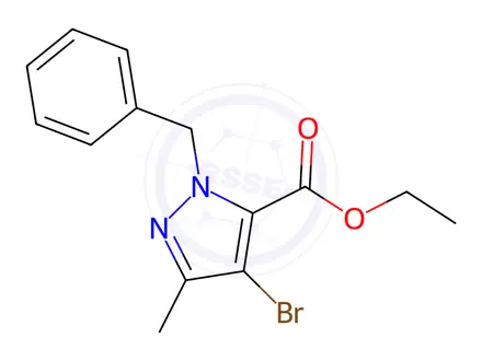 Chemical structure of Ethyl 1-benzyl-4-broMo-3-Methyl-1H-pyrazole-5-carboxylate
