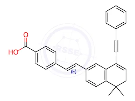 Chemical structure of 4-[(1E)-2-[5,6-Dihydro-5,5-dimethyl-8-(2-phenylethynyl)-2-naphthalenyl]ethenyl]benzoic Acid