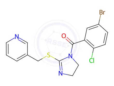 Chemical structure of (5-Bromo-2-chlorophenyl)(2-((pyridin-3-ylmethyl)thio)-4,5-dihydro-1H-imidazol-1-yl)methanone