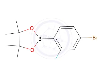 Chemical structure of 2-(4-bromo-2-fluorophenyl)-4,4,5,5-tetramethyl-1,3,2-dioxaborolane