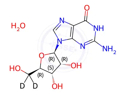 Chemical structure of [5',5'-2H2]guanosine monohydrate