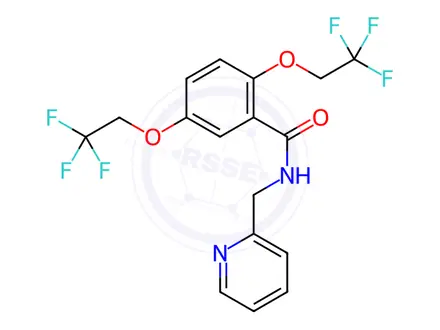 Chemical structure of N-(2-Pyridinylmethyl)-2,5-bis(2,2,2-trifluoroethoxy)benzamide (Flecainide Impurity)