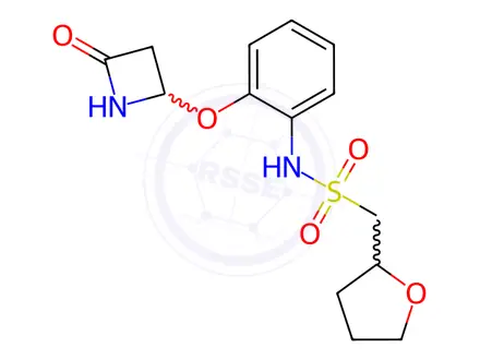 Chemical structure of N-(2-((4-oxoazetidin-2-yl)oxy)phenyl)-1-(tetrahydrofuran-2-yl)methanesulfonamideN-(2-((4-oxoazetidin-2-yl)oxy)phenyl)-1-(tetrahydrofuro-2-yl)methaneSulfonamide