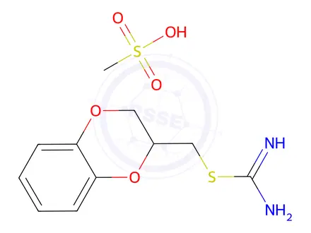 Chemical structure of (2,3-Dihydrobenzo[b][1,4]dioxin-2-yl)methyl carbamimidothioate methanesulfonate