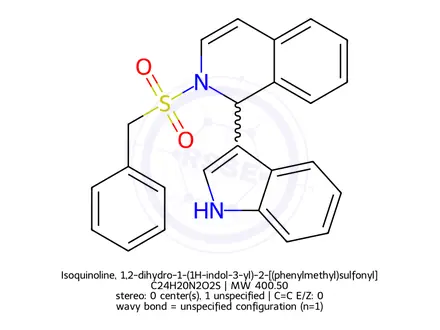 Chemical structure of Isoquinoline, 1,2-dihydro-1-(1H-indol-3-yl)-2-[(phenylmethyl)sulfonyl]-