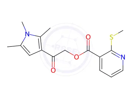 Chemical structure of 2-Oxo-2-(1,2,5-trimethyl-1H-pyrrol-3-yl)ethyl 2-(methylthio)nicotinate