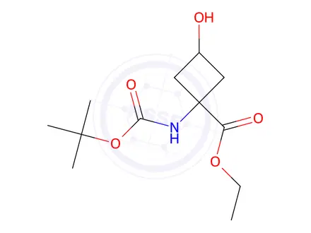Chemical structure of Ethyl (1s,3s)-1-((tert-butoxycarbonyl)amino)-3-hydroxycyclobutane-1-carboxylate