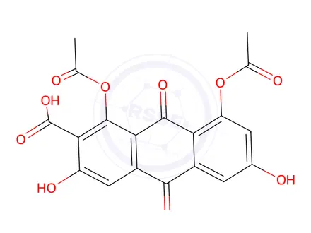 Chemical structure of 1,8-diacetoxy-9,10-dihydro-3,6-dihydroxy-9,10-dioxoanthracene-2-carboxylicacid