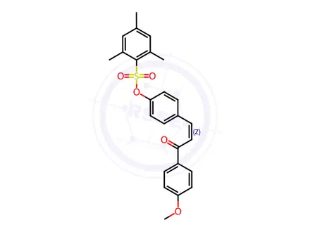 Chemical structure of 4-[(1Z)-3-(4-Methoxyphenyl)-3-oxoprop-1-en-1-yl]phenyl 2,4,6-trimethylbenzene-1-sulfonate