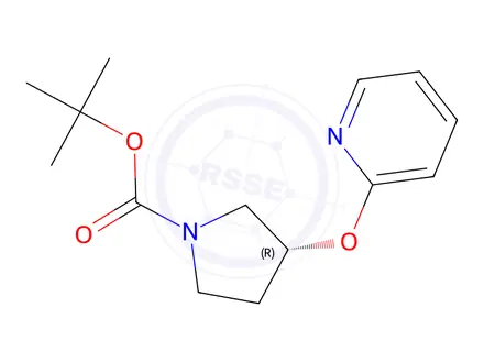 Chemical structure of (R)-3-(Pyridin-2-yloxy)-pyrrolidine-1-carboxylic acid tert-butyl ester