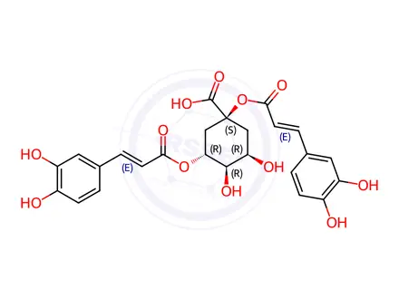 Chemical structure of (1S,3R,4R,5R)-1,3-O-Dicaffeoylquinic acid