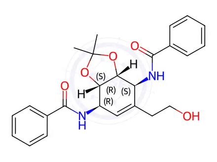 Chemical structure of N,N'-((3aR,4S,7R,7aS)-5-(2-hydroxyethyl)-2,2-dimethyl-3a,4,7,7a-tetrahydrobenzo[d][1,3]dioxole-4,7-diyl)dibenzamide