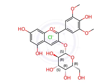 Chemical structure of Malvidin 3-Galactoside Chloride