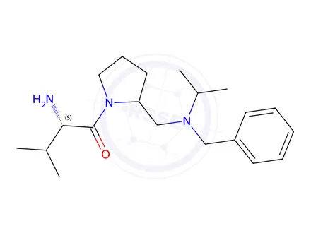 Chemical structure of 2-Amino-1-((S)-2-((benzyl(isopropyl)amino)methyl)pyrrolidin-1-yl)-3-methylbutan-1-one