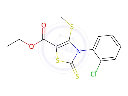 Chemical structure of Ethyl 3-(2-chlorophenyl)-4-(methylsulfanyl)-2-sulfanylidene-2,3-dihydro-1,3-thiazole-5-carboxylate