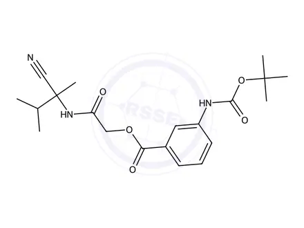 Chemical structure of 2-((2-Cyano-3-methylbutan-2-yl)amino)-2-oxoethyl 3-((tert-butoxycarbonyl)amino)benzoate
