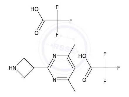 Chemical structure of 2-(azetidin-3-yl)-4,6-dimethylpyrimidine, bis(trifluoroacetic acid)