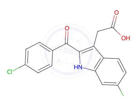 Chemical structure of 6-CHLORO-2-(4-CHLOROBENZOYL)INDOL-3-ACETIC ACID