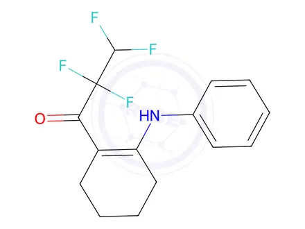 Chemical structure of 2,2,3,3-Tetrafluoro-1-(2-(phenylamino)cyclohex-1-en-1-yl)propan-1-one