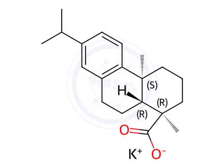 Chemical structure of potassium [1R-(1alpha,4abeta,10aalpha)]-1,2,3,4,4a,9,10,10a-octahydro-7-isopropyl-1,4a-dimethylphenanthren-1-carboxylate