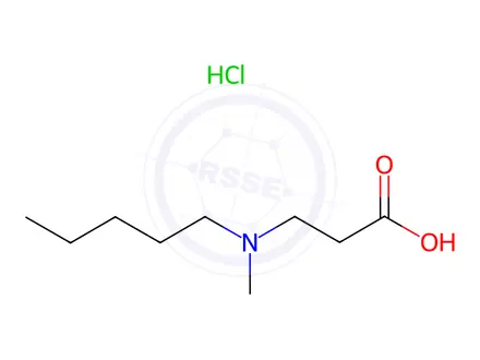 Chemical structure of 3-(N-methyl-n-amylamine)-propionate hydrochloride