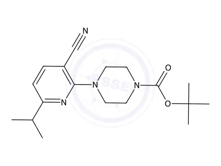 Chemical structure of Tert-butyl 4-(3-cyano-6-isopropylpyridin-2-yl)piperazine-1-carboxylate