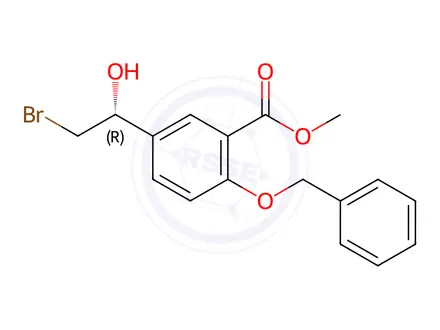 Chemical structure of Methyl (R)-5-(2-bromo-1-hydroxyethyl)-2-(phenylmethoxy)benzoate