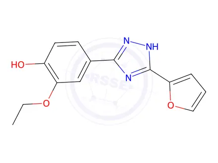 Chemical structure of 2-Ethoxy-4-(3-(furan-2-yl)-1H-1,2,4-triazol-5-yl)phenol