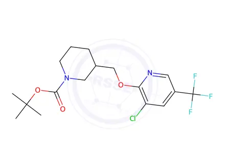 Chemical structure of 3-(3-Chloro-5-trifluoroMethyl-pyridin-2-yloxyMethyl)-piperidine-1-carboxylic acid tert-butyl ester