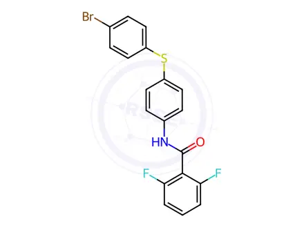 Chemical structure of N-(4-((4-bromophenyl)thio)phenyl)-2,6-difluorobenzamide