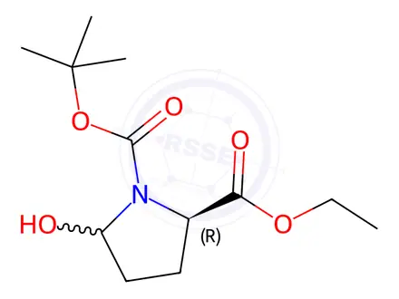 Chemical structure of 1-(tert-Butyl) 2-ethyl (2R)-5-hydroxypyrrolidine-1,2-dicarboxylate